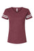 LAT 3537 Womens Fine Jersey Short Sleeve V-Neck T-Shirt Vintage Burgundy/White Flat Front