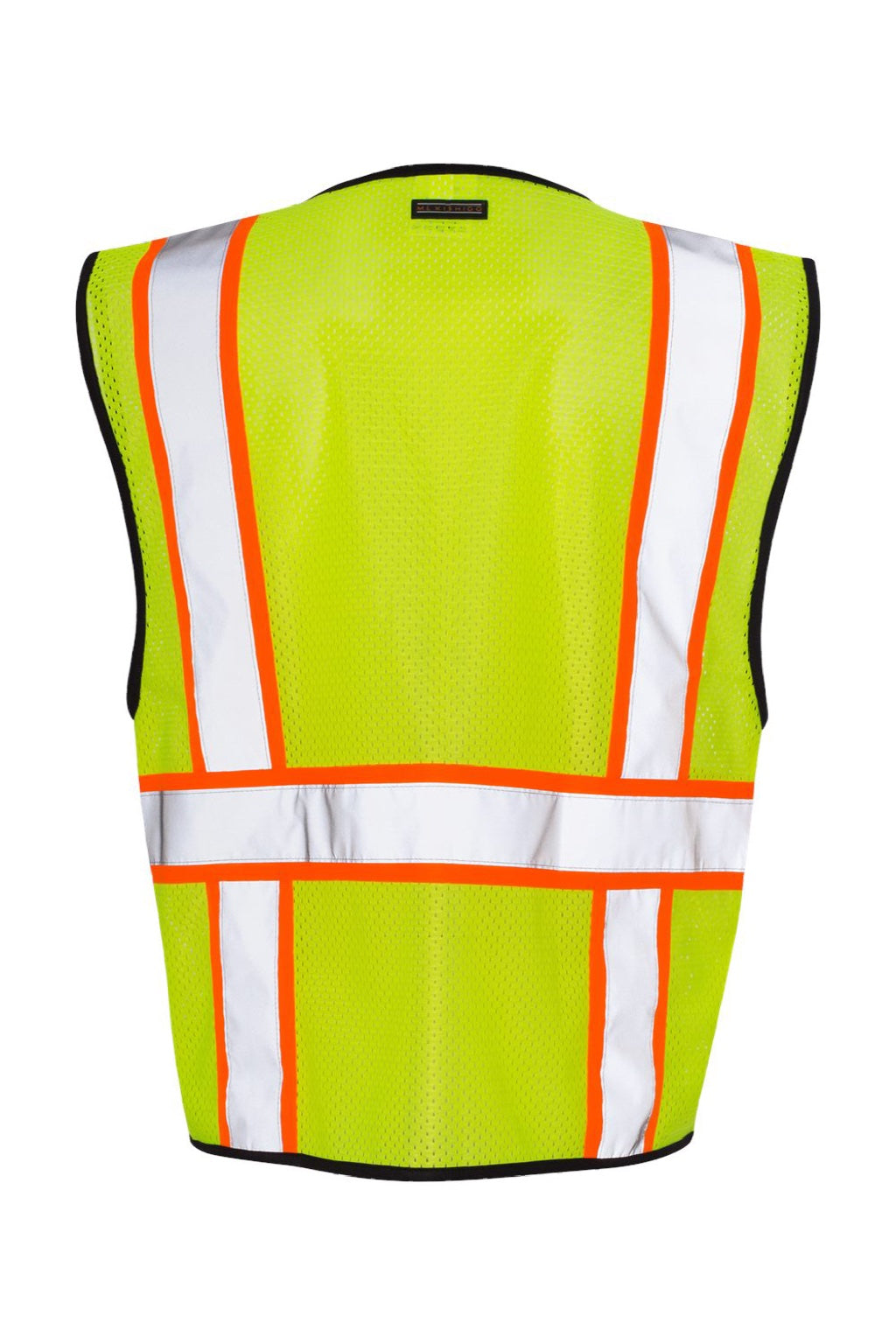 Kishigo 1527-1528 Unisex Economy Contrasting Vest w/ Zippered Front Lime Green Flat Back