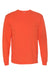 Bayside BA5060 Mens USA Made Long Sleeve Crewneck T-Shirt Bright Orange Flat Front