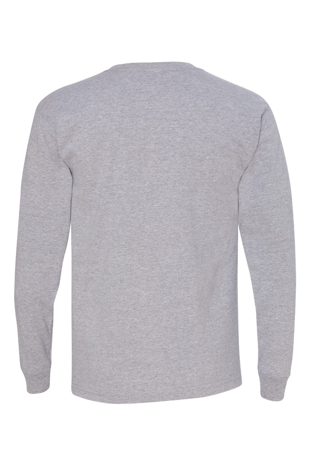 Bayside BA5060 Mens USA Made Long Sleeve Crewneck T-Shirt Dark Ash Grey Flat Back