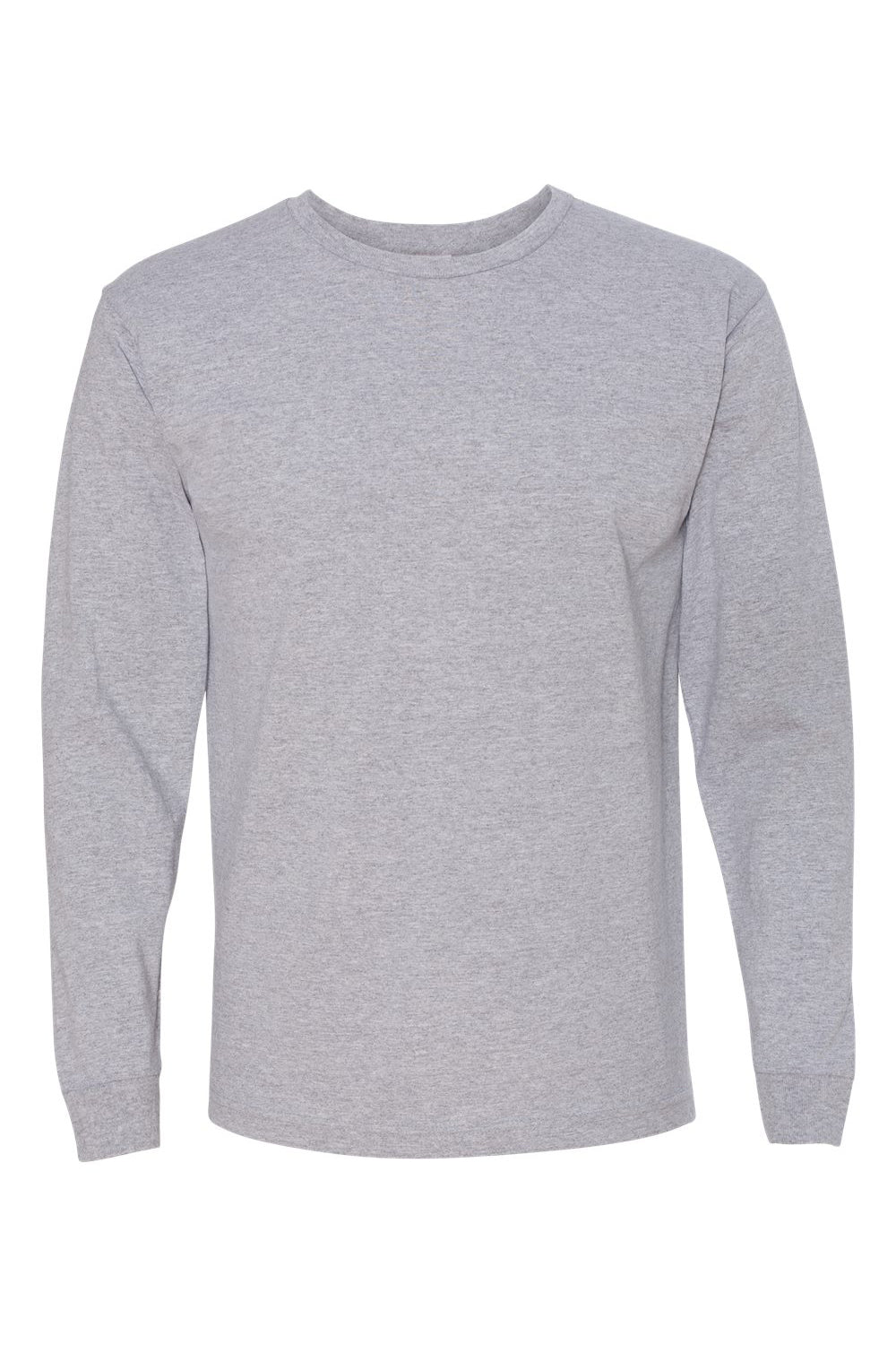Bayside BA5060 Mens USA Made Long Sleeve Crewneck T-Shirt Dark Ash Grey Flat Front