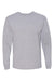 Bayside BA5060 Mens USA Made Long Sleeve Crewneck T-Shirt Dark Ash Grey Flat Front