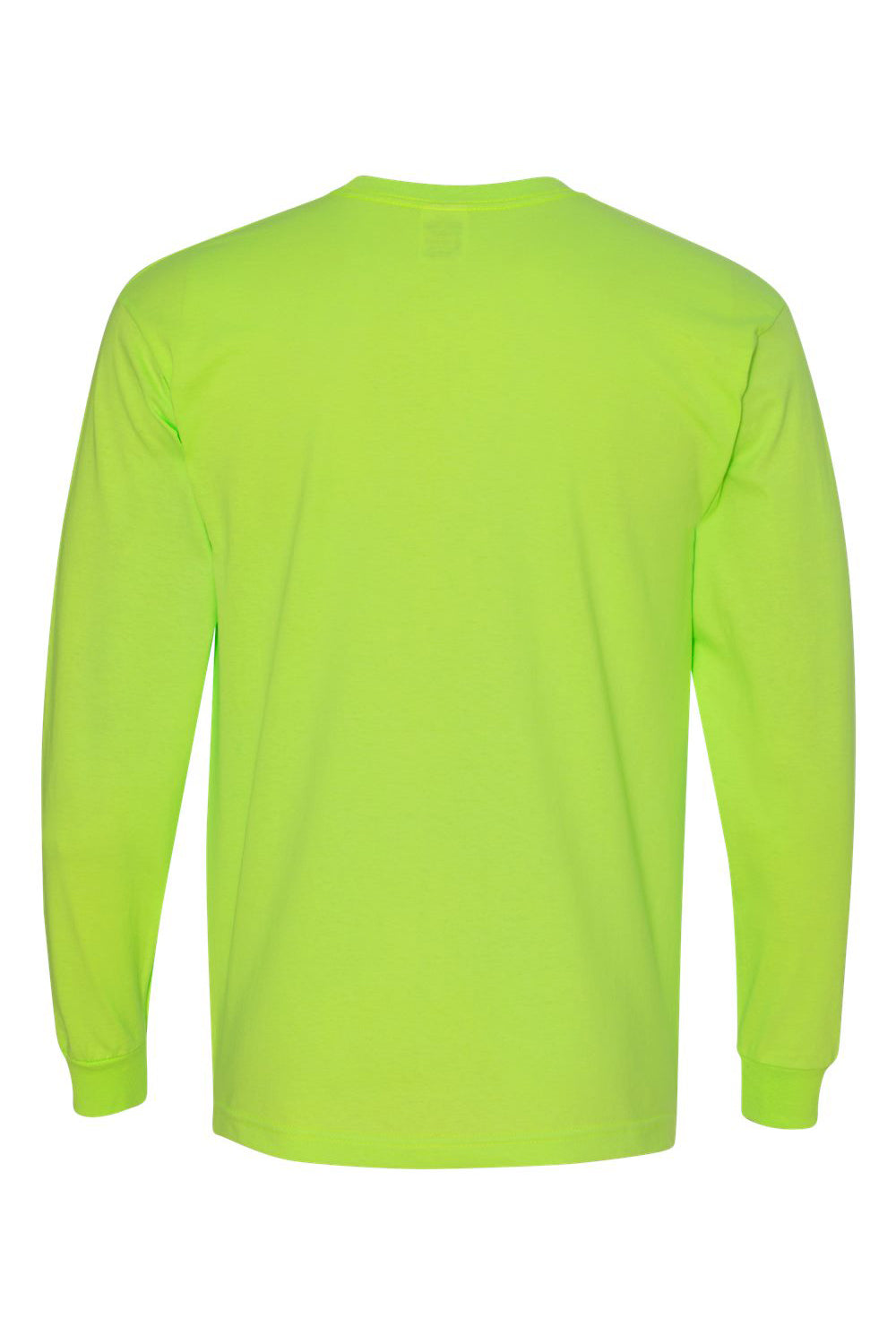Bayside BA5060 Mens USA Made Long Sleeve Crewneck T-Shirt Lime Green Flat Back