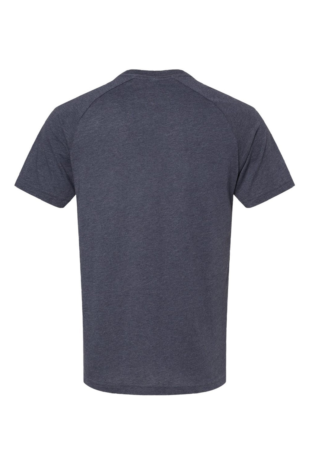 Bella + Canvas 3201 Mens CVC Raglan Short Sleeve Crewneck T-Shirt Heather Navy Blue Flat Back