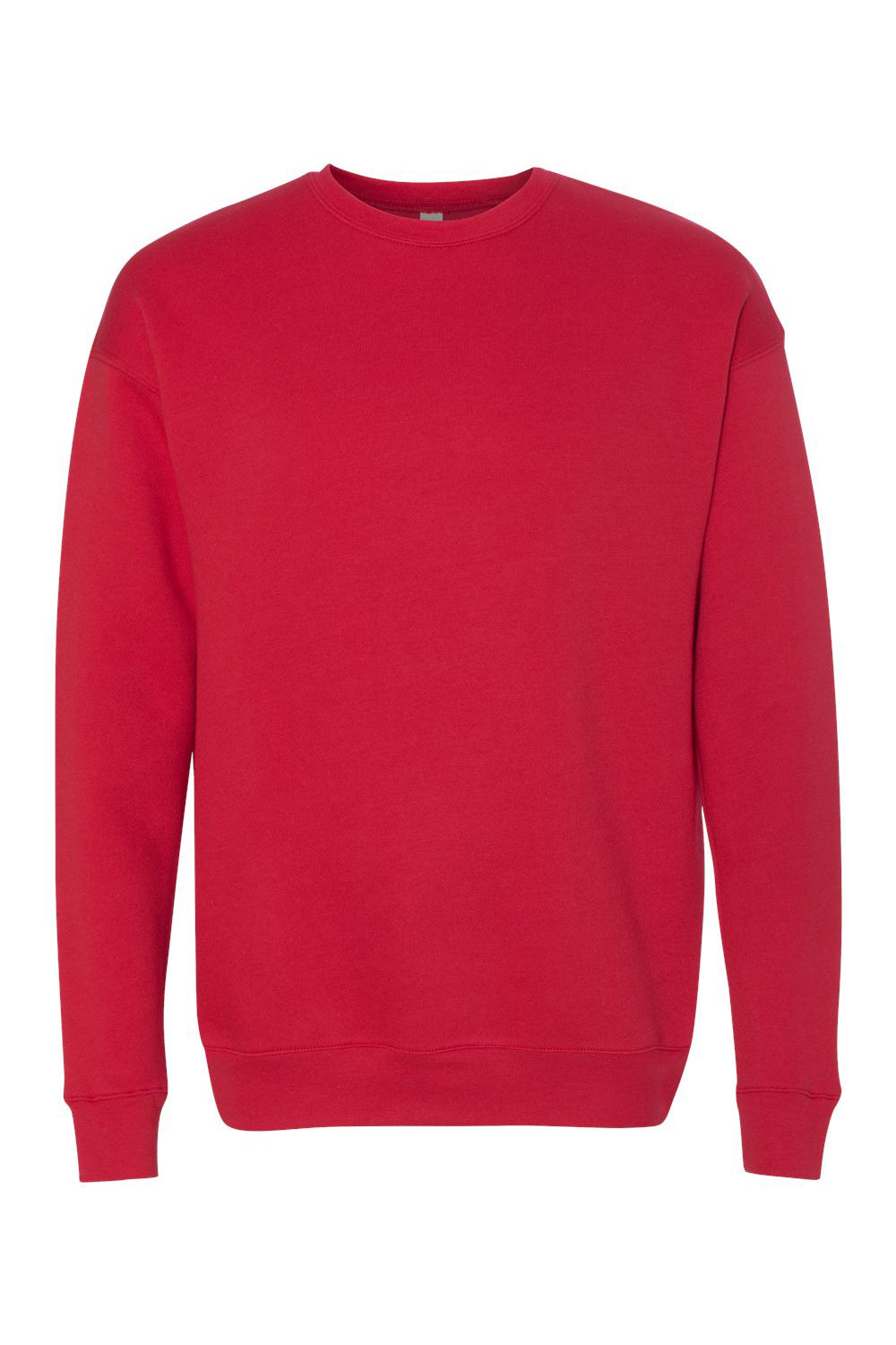 Bella + Canvas BC3945/3945 Mens Fleece Crewneck Sweatshirt Red Flat Front