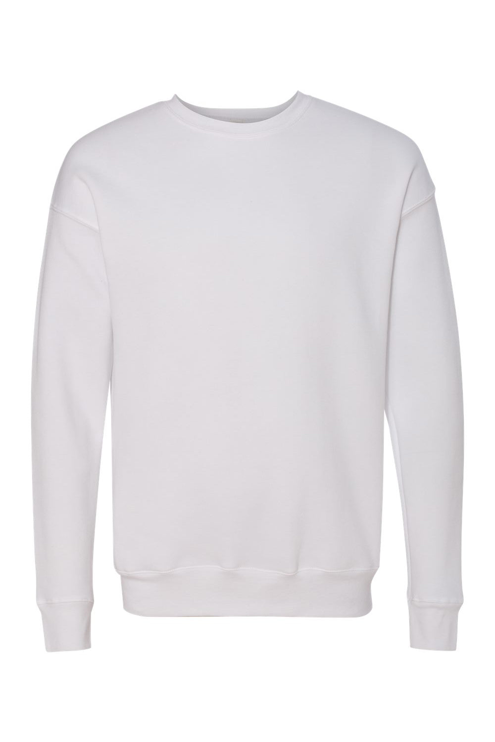Bella + Canvas BC3945/3945 Mens Fleece Crewneck Sweatshirt White Flat Front