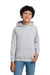 Gildan 18500B Youth Pill Resistant Hooded Sweatshirt Hoodie w/ Pouch Pocket Ash Grey Model Front