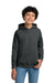 Gildan 18500B Youth Pill Resistant Hooded Sweatshirt Hoodie w/ Pouch Pocket Fan Heather Charcoal Grey Model Front