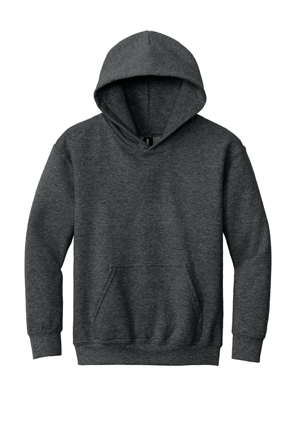 Gildan 18500B Youth Pill Resistant Hooded Sweatshirt Hoodie w/ Pouch Pocket Fan Heather Charcoal Grey Flat Front