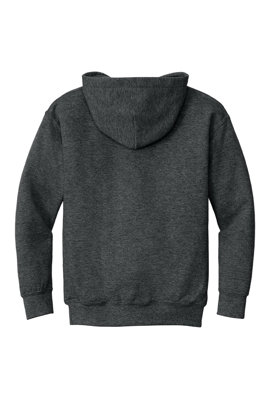 Gildan 18500B Youth Pill Resistant Hooded Sweatshirt Hoodie w/ Pouch Pocket Fan Heather Charcoal Grey Flat Back