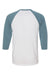 Bella + Canvas BC3200/3200 Mens 3/4 Sleeve Crewneck T-Shirt White/Denim Blue Flat Back
