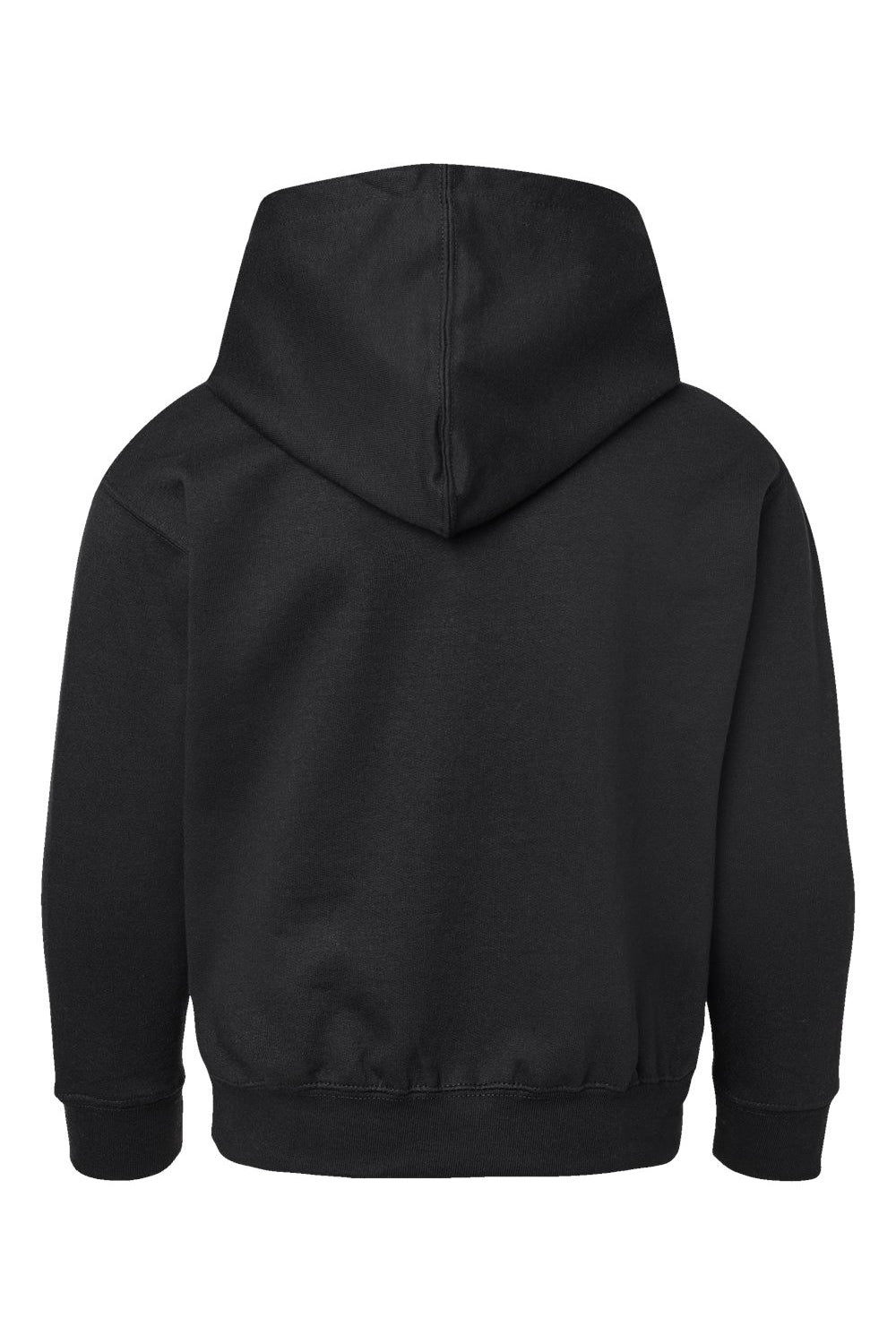 LAT 2296 Youth Fleece Hooded Sweatshirt Hoodie w/ Pouch Pocket Black Flat Back