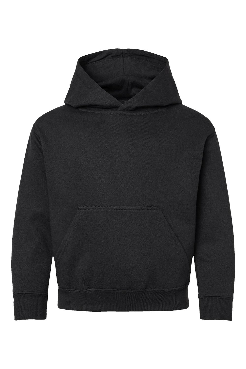 LAT 2296 Youth Fleece Hooded Sweatshirt Hoodie w/ Pouch Pocket Black Flat Front