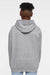 LAT 2296 Youth Fleece Hooded Sweatshirt Hoodie w/ Pouch Pocket Heather Grey Model Back