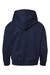 LAT 2296 Youth Fleece Hooded Sweatshirt Hoodie w/ Pouch Pocket Navy Blue Flat Back