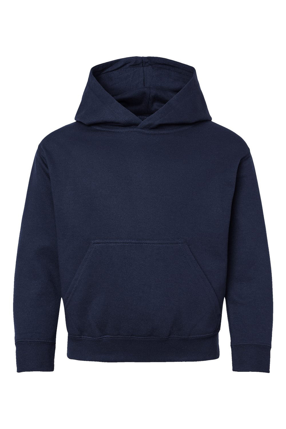 LAT 2296 Youth Fleece Hooded Sweatshirt Hoodie w/ Pouch Pocket Navy Blue Flat Front