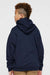 LAT 2296 Youth Fleece Hooded Sweatshirt Hoodie w/ Pouch Pocket Navy Blue Model Back
