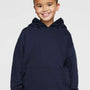 LAT Youth Fleece Hooded Sweatshirt Hoodie w/ Pouch Pocket - Navy Blue
