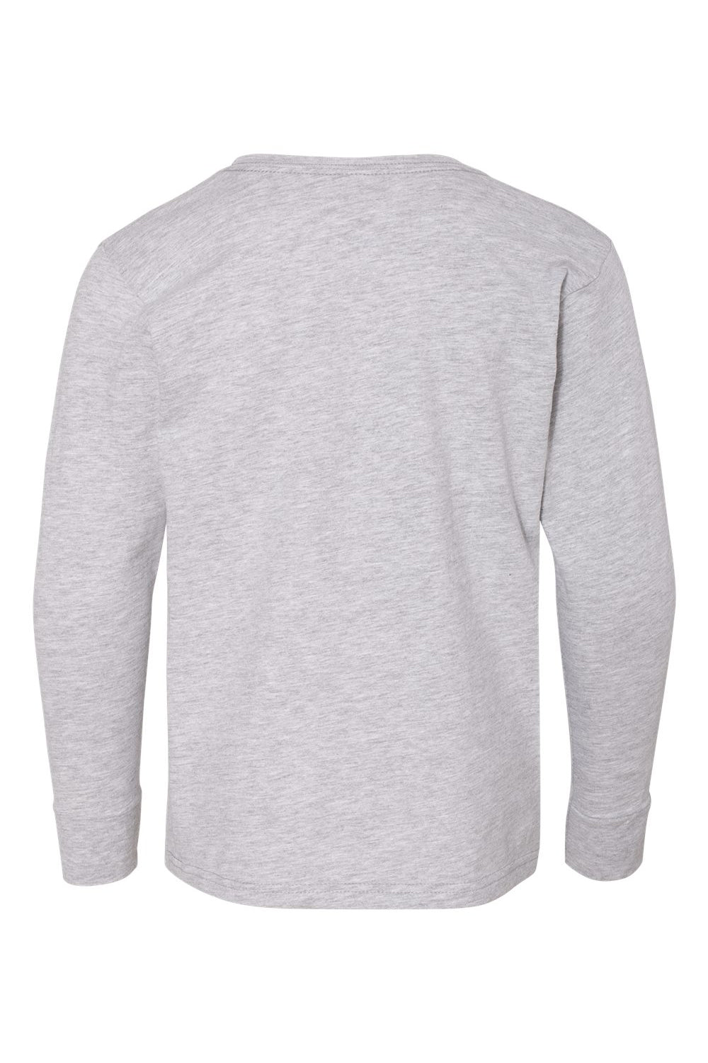 LAT 6201 Youth Fine Jersey Long Sleeve Crewneck T-Shirt Heather Grey Flat Back
