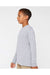 LAT 6201 Youth Fine Jersey Long Sleeve Crewneck T-Shirt Heather Grey Model Side
