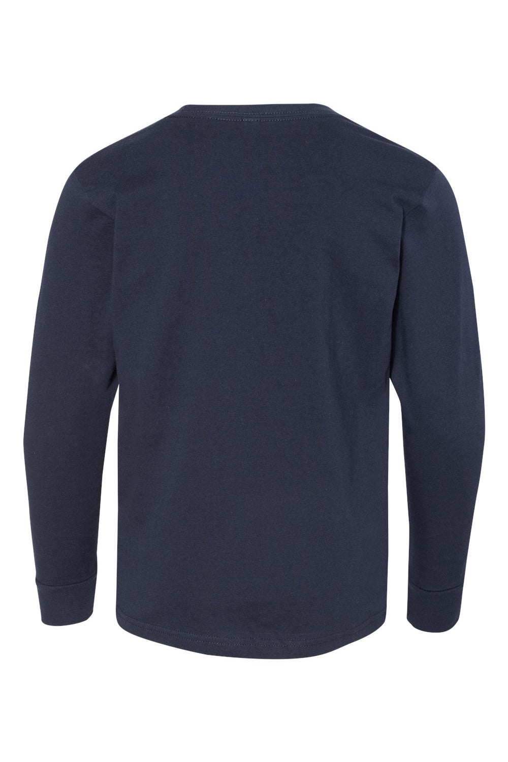 LAT 6201 Youth Fine Jersey Long Sleeve Crewneck T-Shirt Navy Blue Flat Back