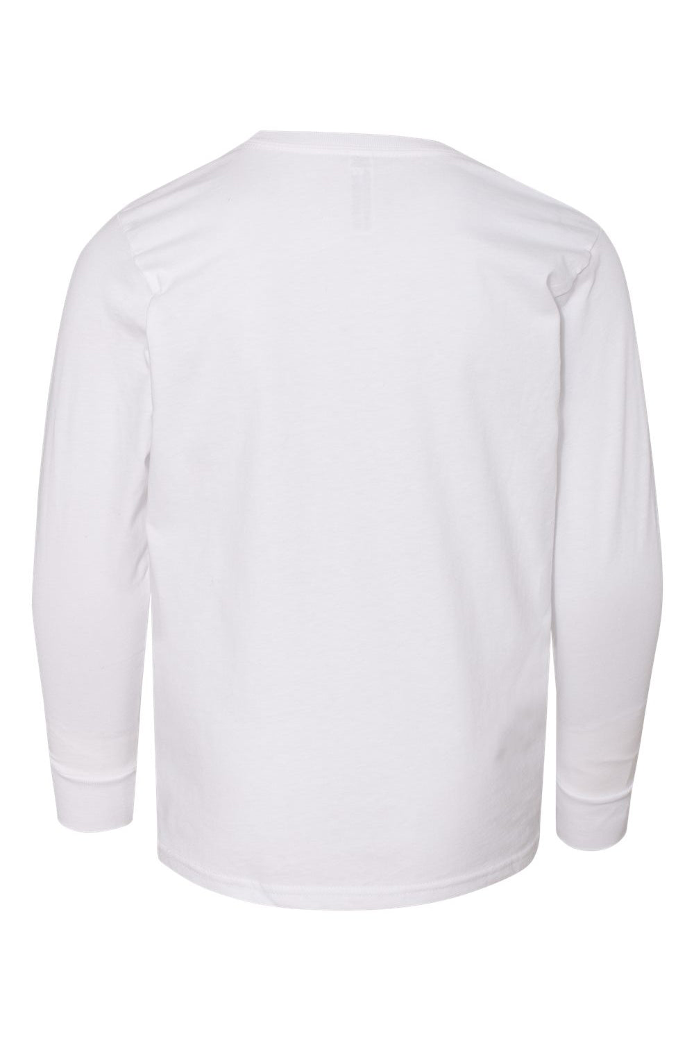 LAT 6201 Youth Fine Jersey Long Sleeve Crewneck T-Shirt White Flat Back