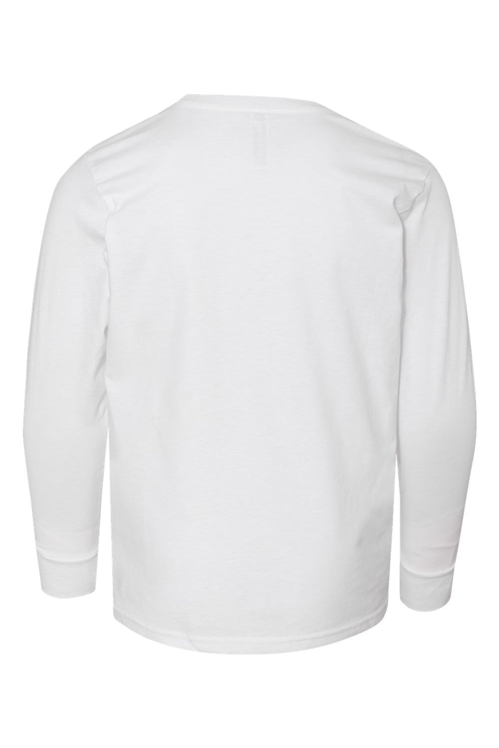 LAT 6201 Youth Fine Jersey Long Sleeve Crewneck T-Shirt White Flat Back