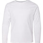 LAT Youth Fine Jersey Long Sleeve Crewneck T-Shirt - White - NEW