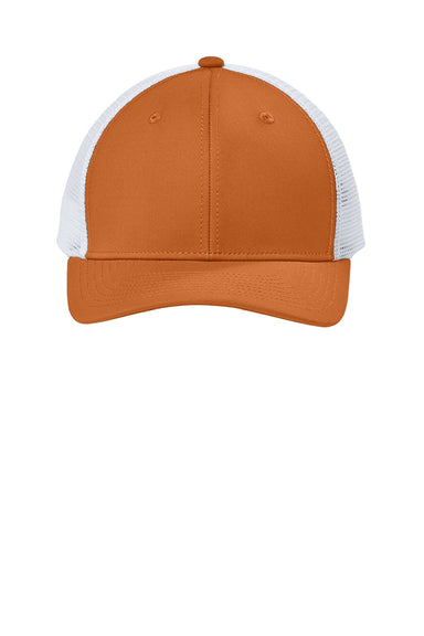 Sport-Tek Hats STC46 Mens Club Adjustable Trucker Hat Texas Orange/White Flat Front