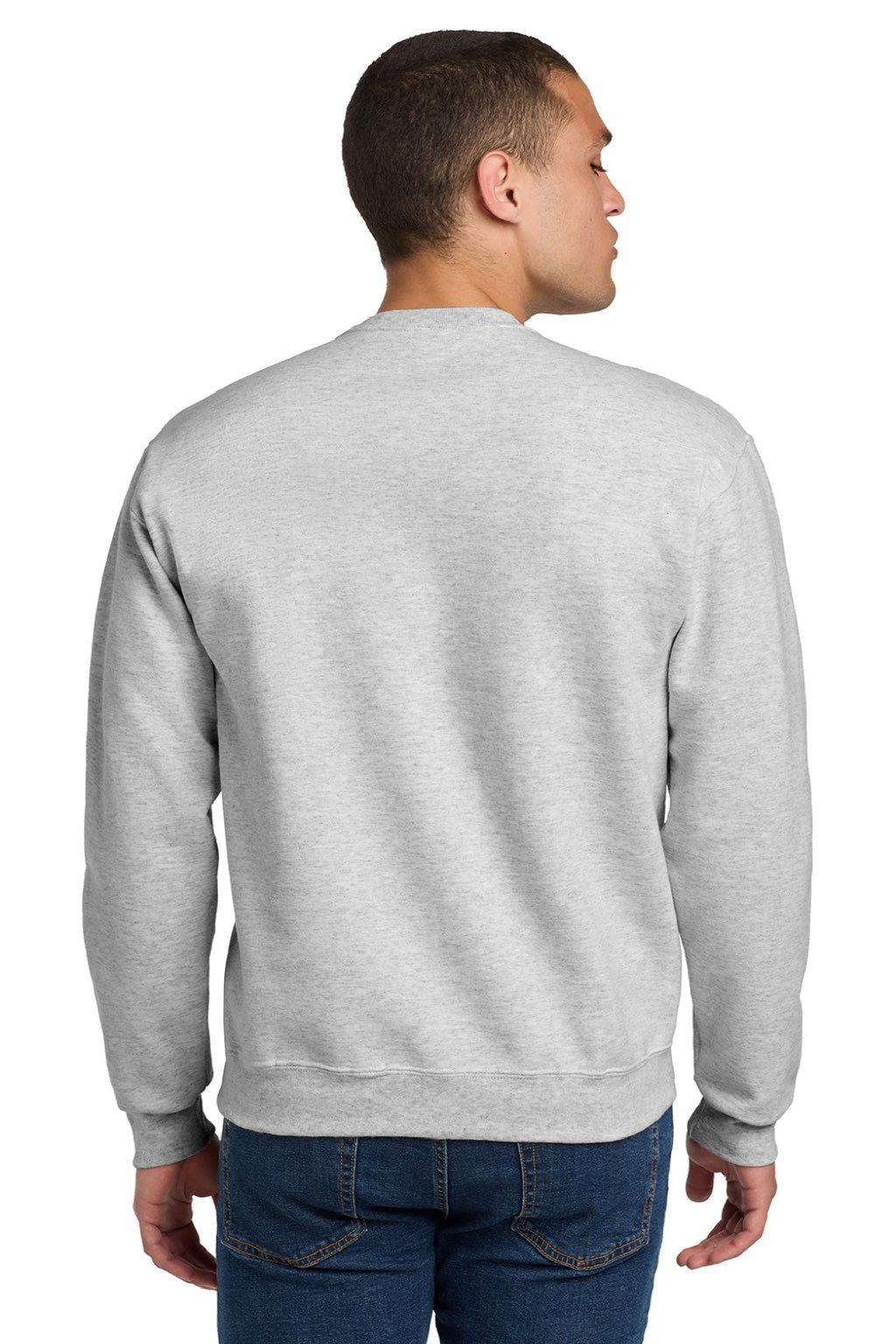 Jerzees 4662M/4662MR Mens Super Sweats NuBlend Pill Resistant Fleece Crewneck Sweatshirt Ash Grey Model Back