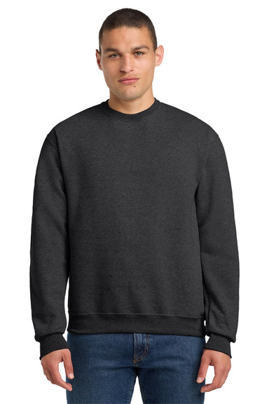 Jerzees 4662M/4662MR Mens Super Sweats NuBlend Pill Resistant Fleece Crewneck Sweatshirt Heather Black Model Front