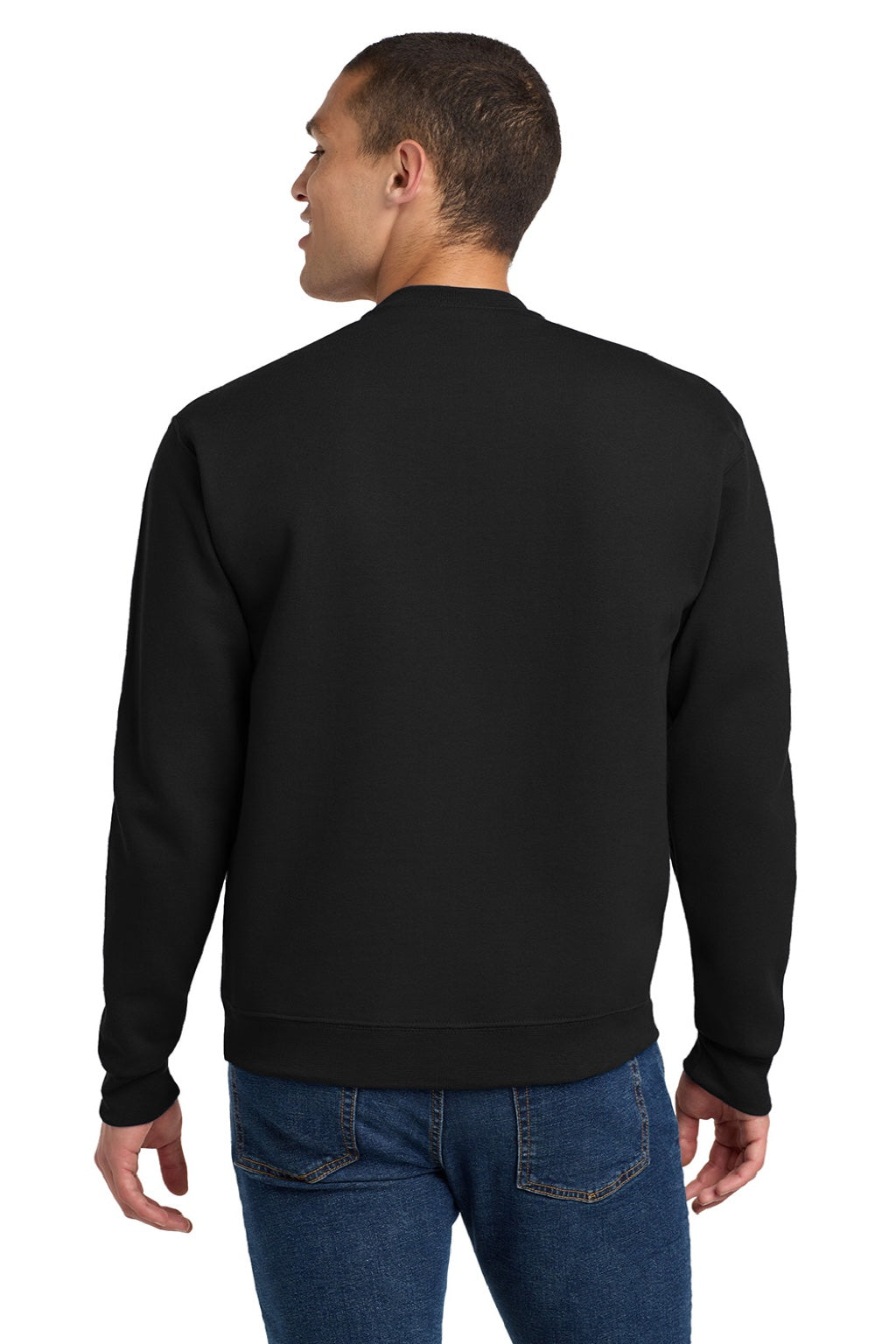 Jerzees 4662M/4662MR Mens Super Sweats NuBlend Pill Resistant Fleece Crewneck Sweatshirt Black Model Back