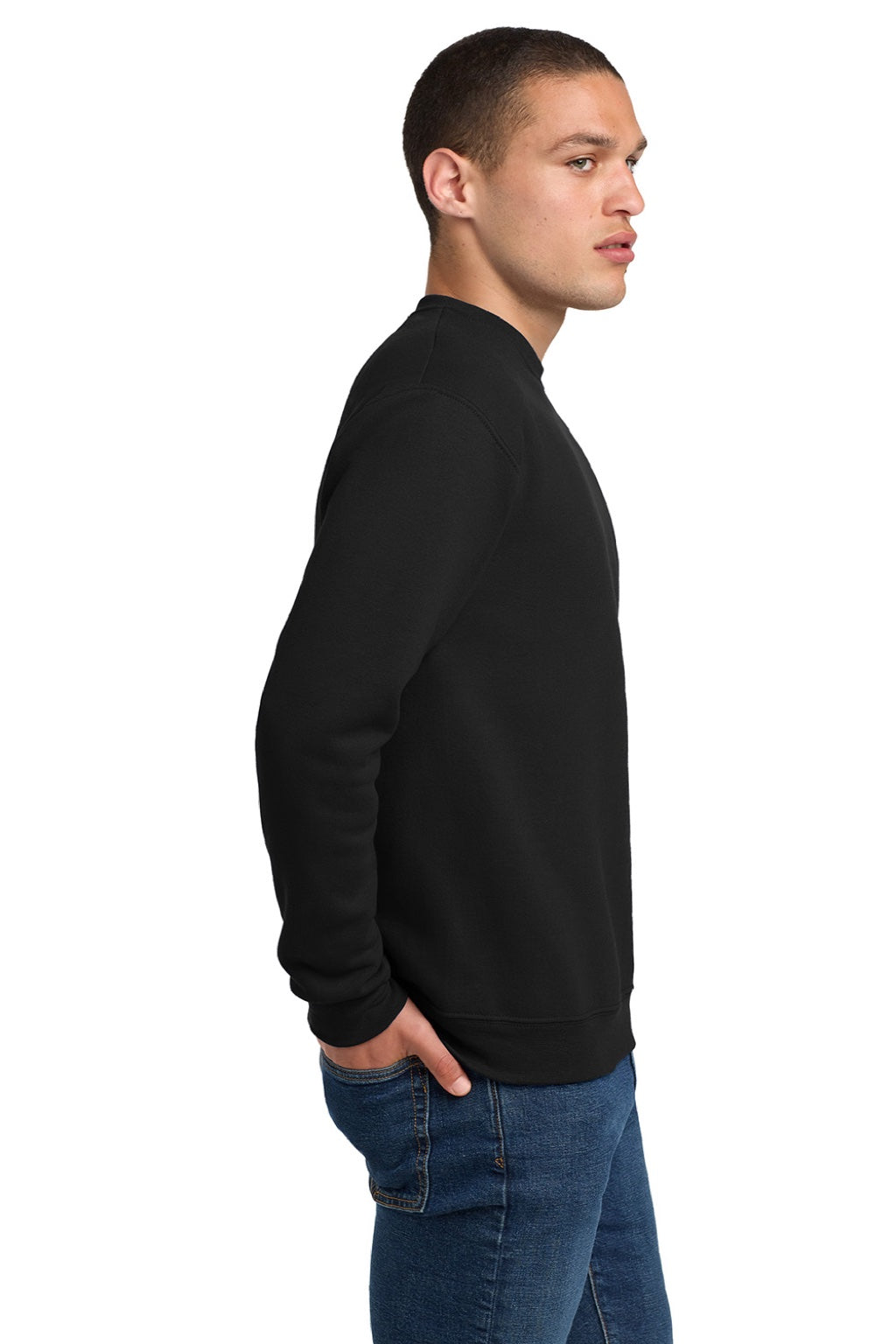 Jerzees 4662M/4662MR Mens Super Sweats NuBlend Pill Resistant Fleece Crewneck Sweatshirt Black Model Side