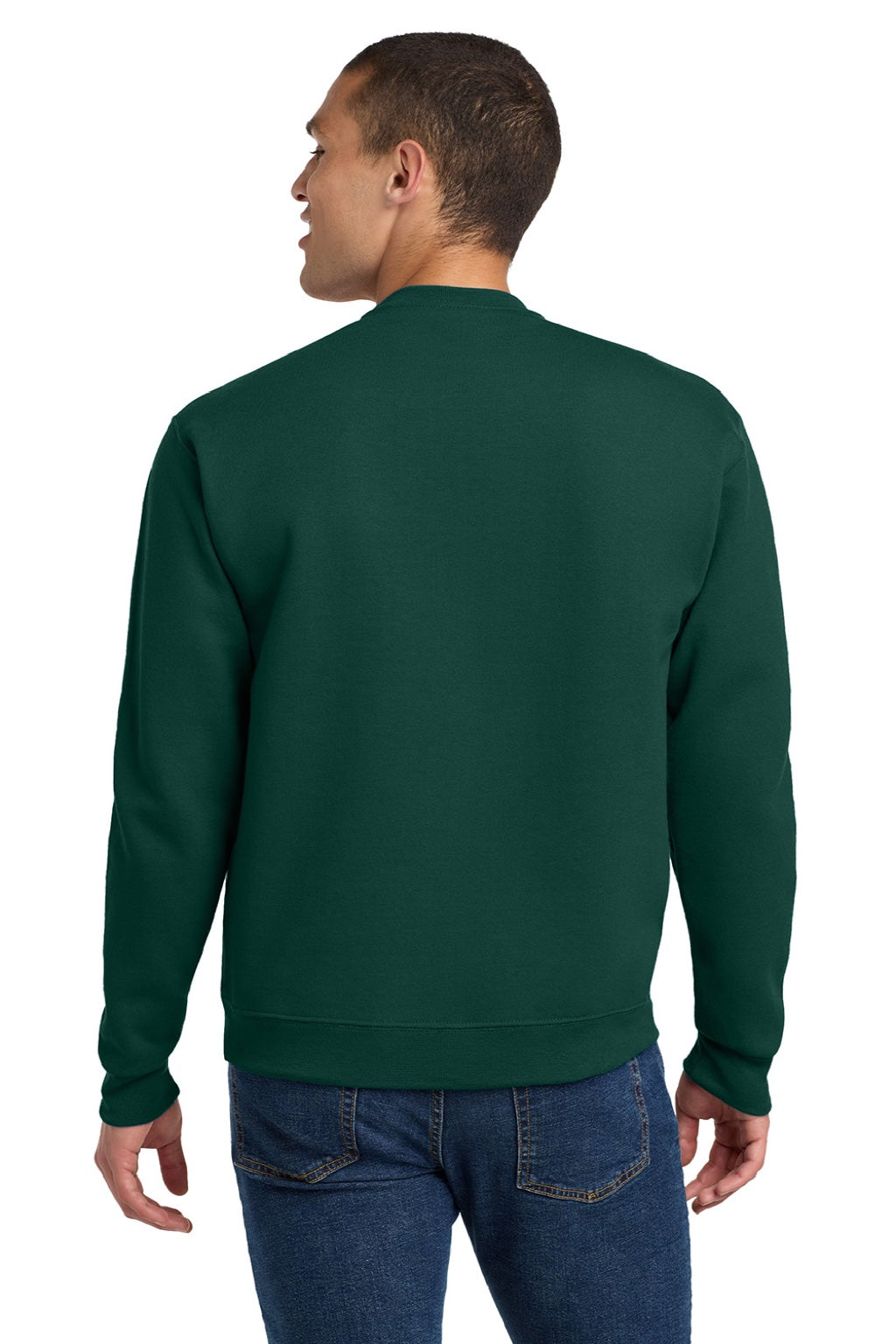Jerzees 4662M/4662MR Mens Super Sweats NuBlend Pill Resistant Fleece Crewneck Sweatshirt Forest Green Model Back