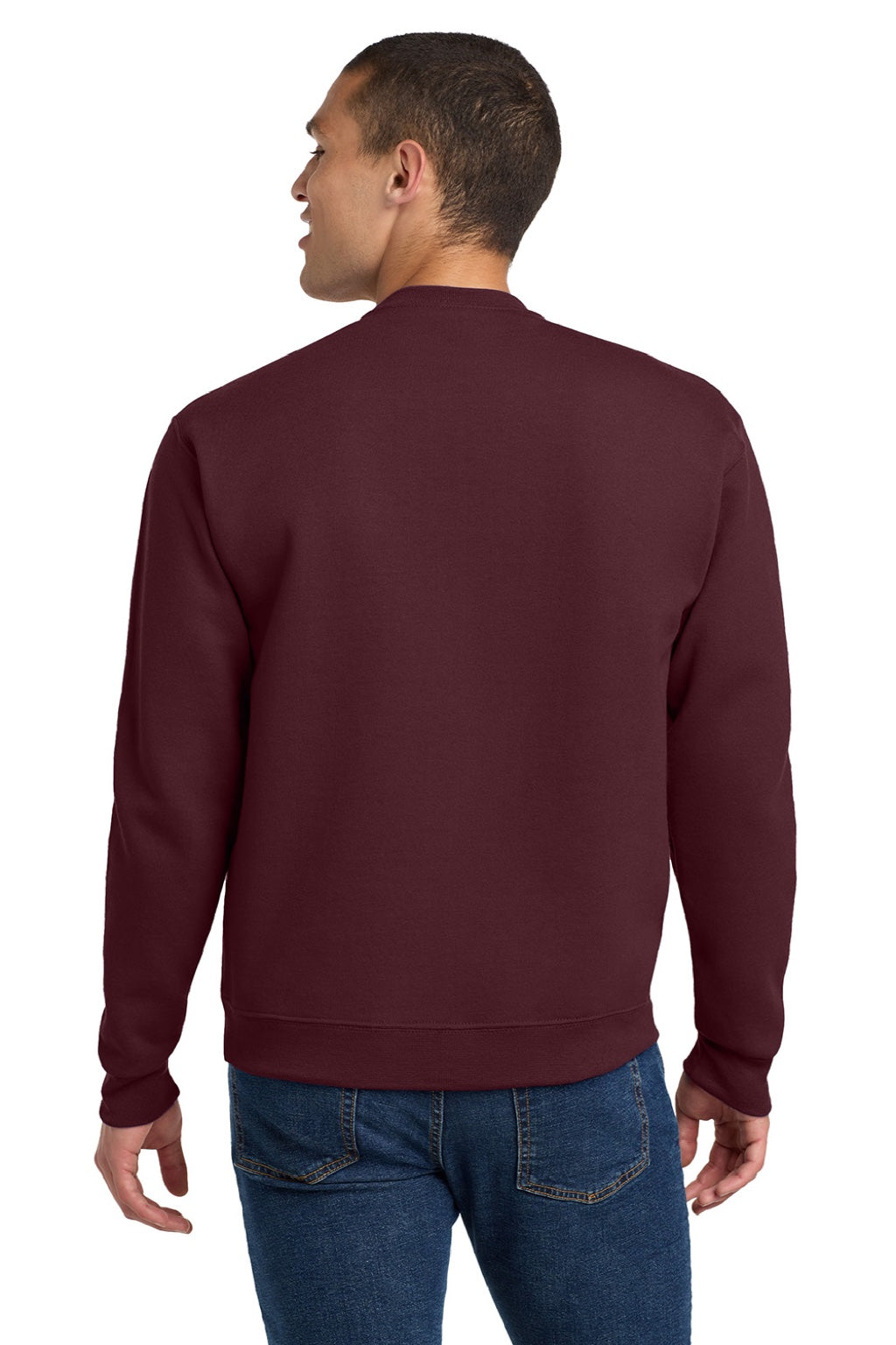 Jerzees 4662M/4662MR Mens Super Sweats NuBlend Pill Resistant Fleece Crewneck Sweatshirt Maroon Model Back