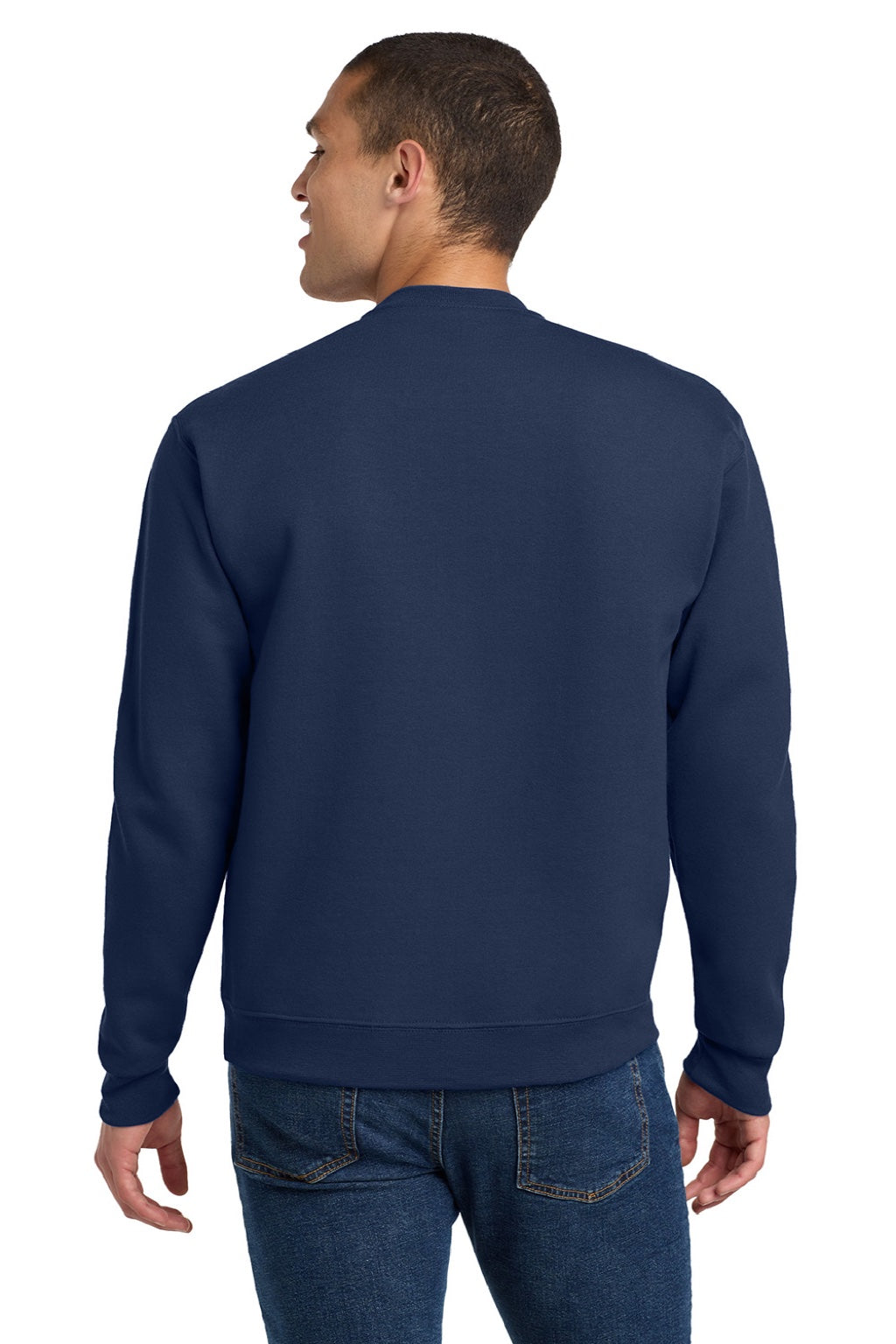Jerzees 4662M/4662MR Mens Super Sweats NuBlend Pill Resistant Fleece Crewneck Sweatshirt Navy Blue Model Back