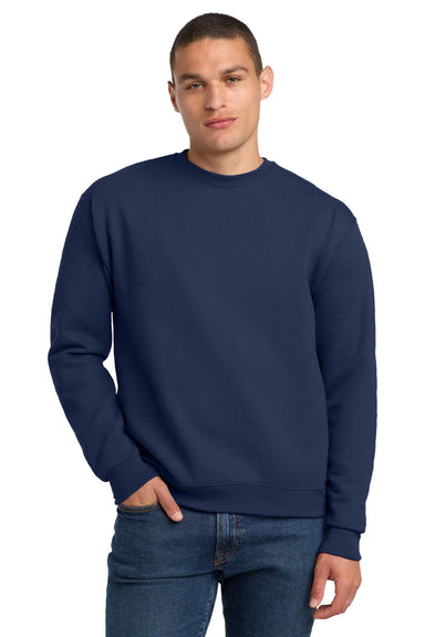Jerzees 4662M/4662MR Mens Super Sweats NuBlend Pill Resistant Fleece Crewneck Sweatshirt Navy Blue Model Front