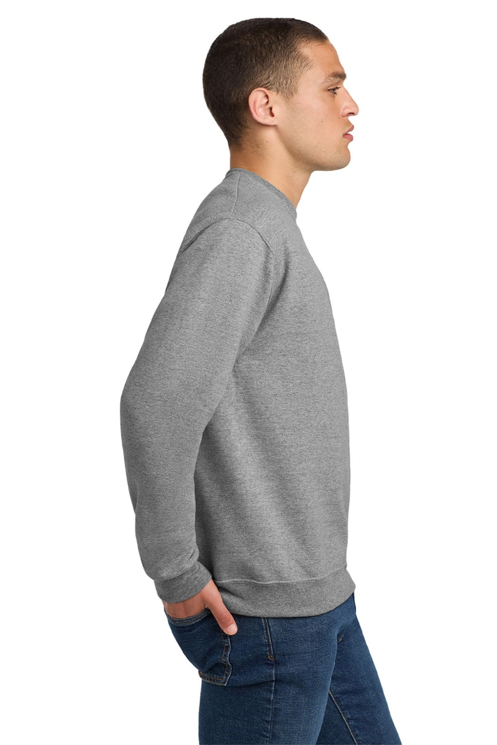 Jerzees 4662M/4662MR Mens Super Sweats NuBlend Pill Resistant Fleece Crewneck Sweatshirt Oxford Grey Model Side