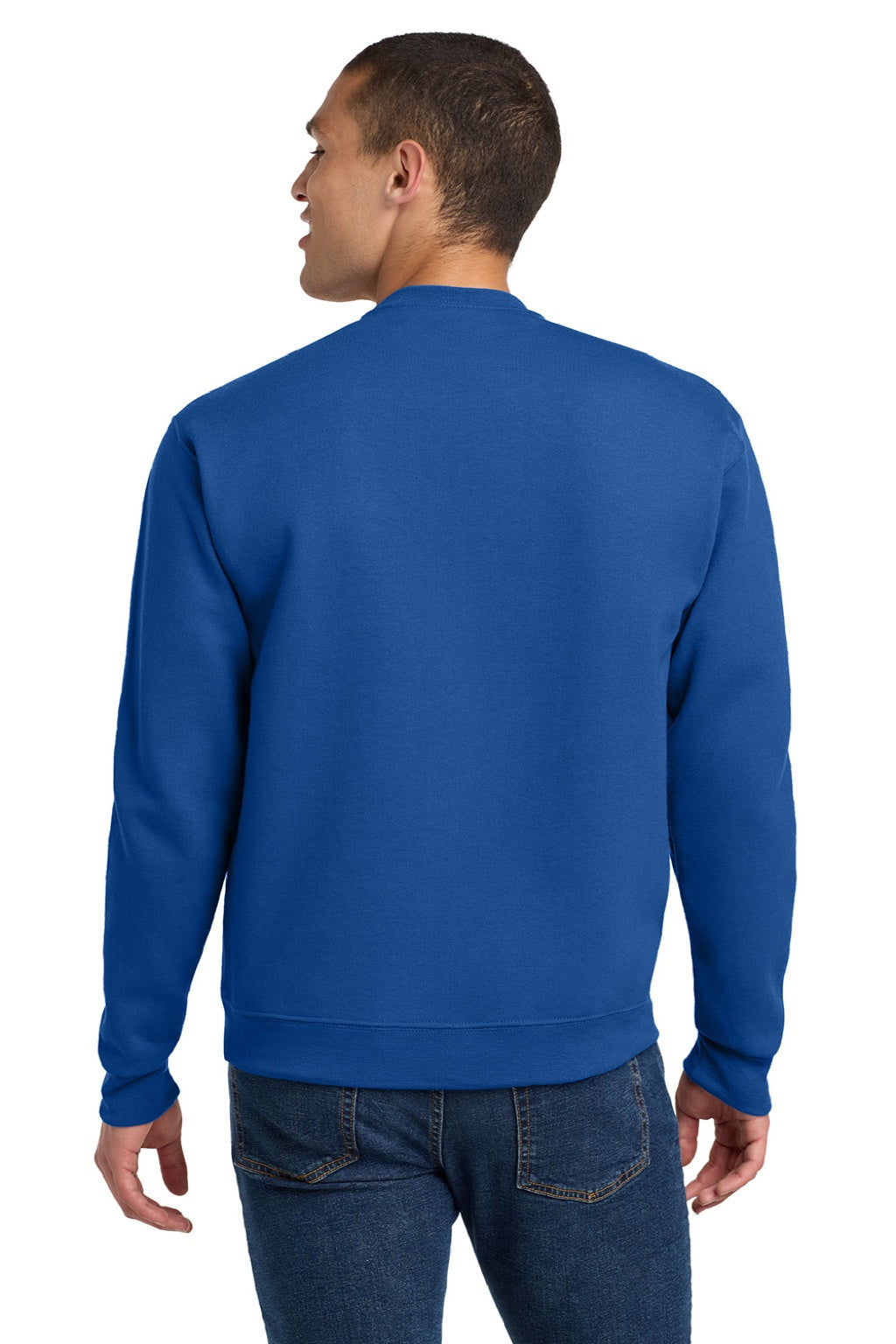 Jerzees 4662M/4662MR Mens Super Sweats NuBlend Pill Resistant Fleece Crewneck Sweatshirt Royal Blue Model Back