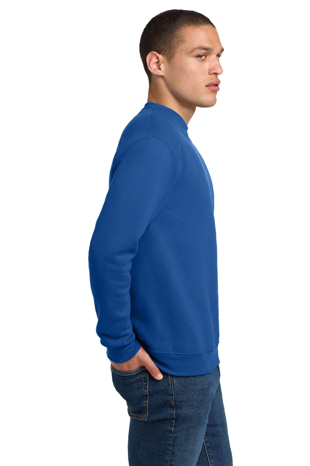 Jerzees 4662M/4662MR Mens Super Sweats NuBlend Pill Resistant Fleece Crewneck Sweatshirt Royal Blue Model Side