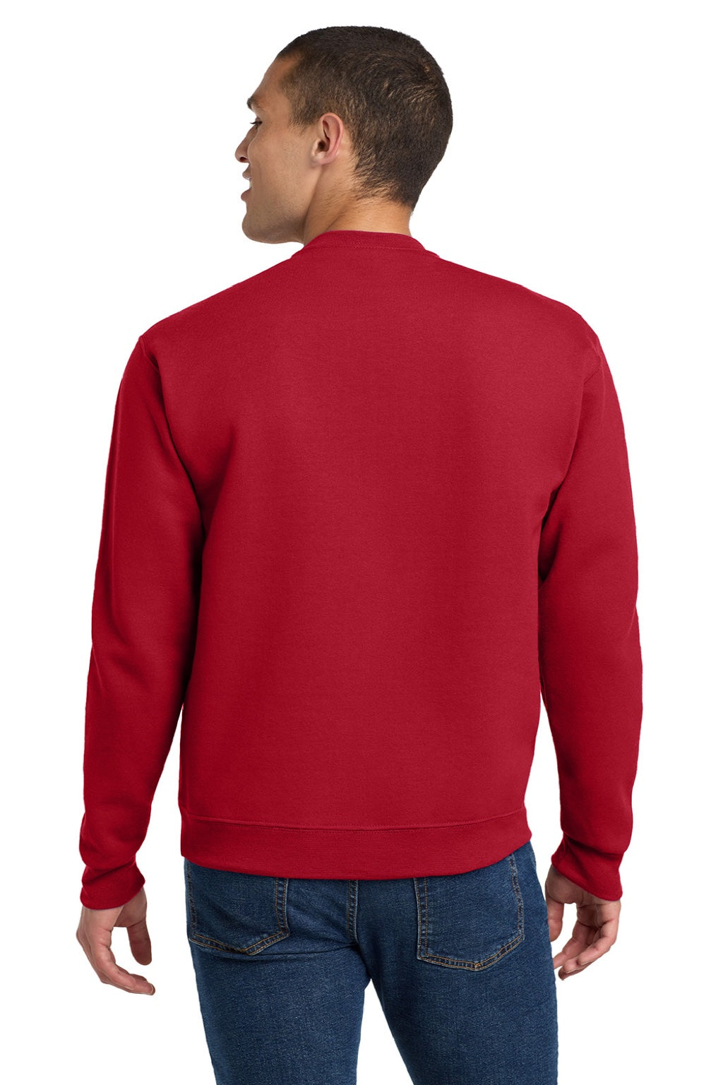 Jerzees 4662M/4662MR Mens Super Sweats NuBlend Pill Resistant Fleece Crewneck Sweatshirt True Red Model Back