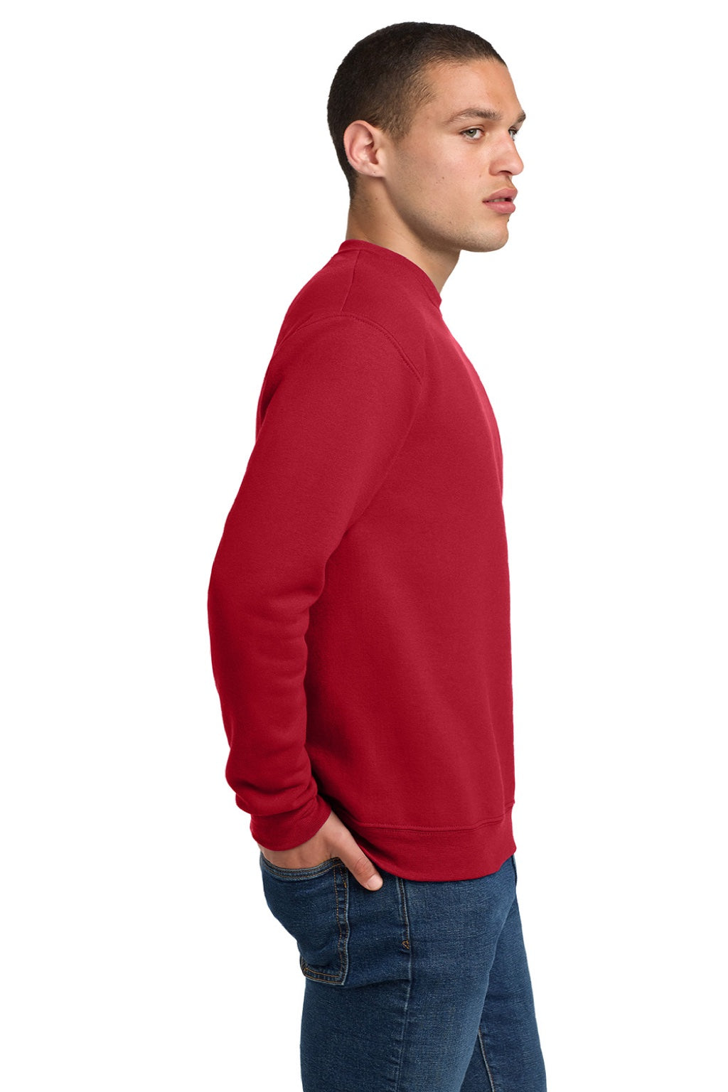Jerzees 4662M/4662MR Mens Super Sweats NuBlend Pill Resistant Fleece Crewneck Sweatshirt True Red Model Side