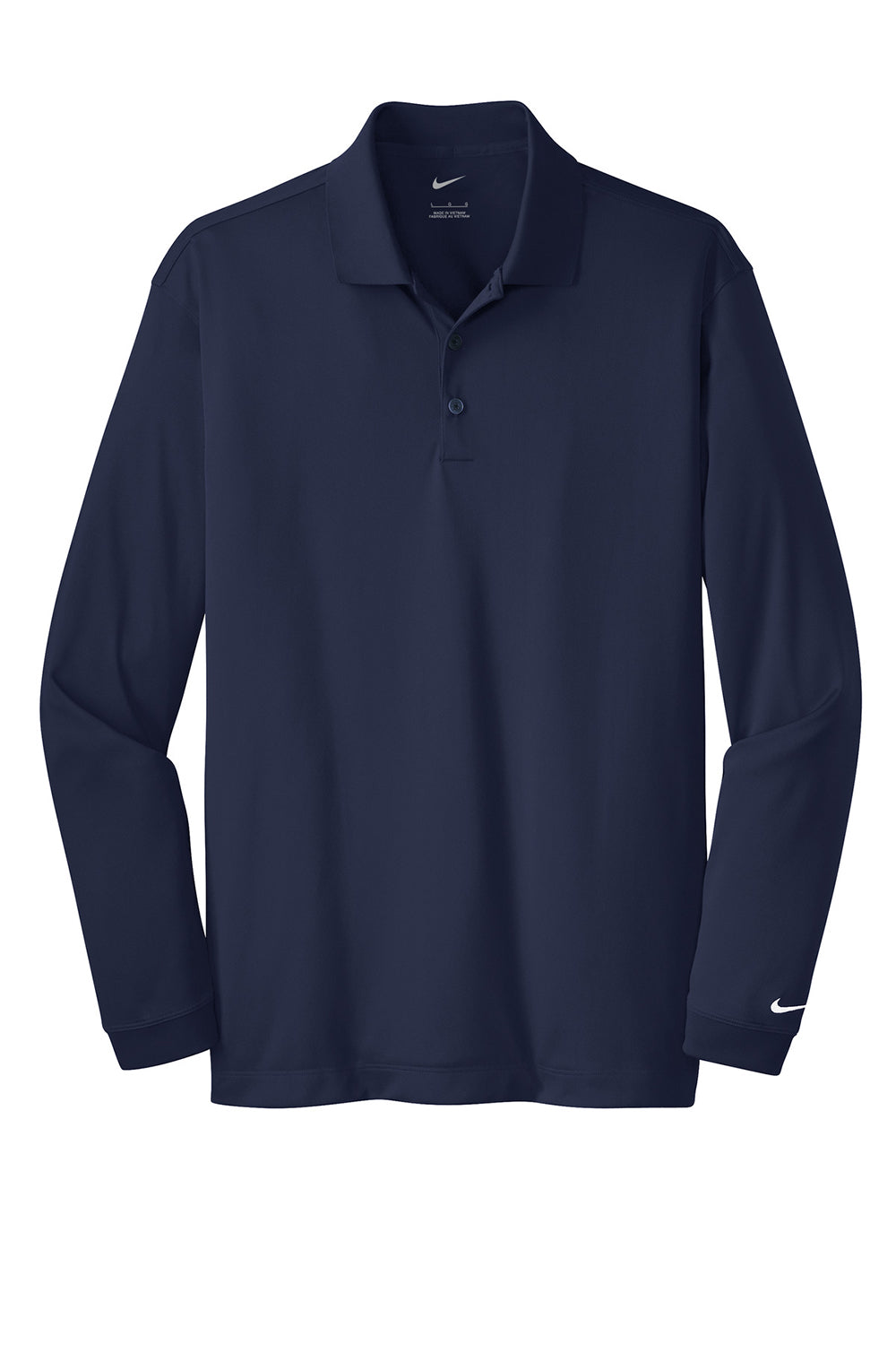 Nike 466364/604940 Mens Stretch Tech Dri-Fit Moisture Wicking Long Sleeve Polo Shirt Midnight Navy Blue Flat Front