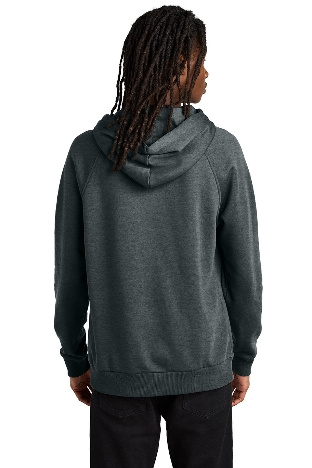 AllMade AL5000 Mens CVC Fleece Hooded Sweatshirt Hoodie w/ Pouch Pocket Heather Terrain Grey Model Back