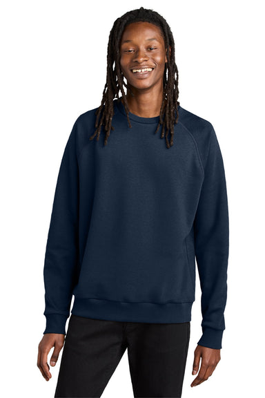 AllMade AL5004 Mens CVC Fleece Crewneck Sweatshirt Rebel Blue Model Front