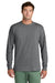 Port & Company PC54LS Mens Core Long Sleeve Crewneck T-Shirt Heather Graphite Grey Model Front