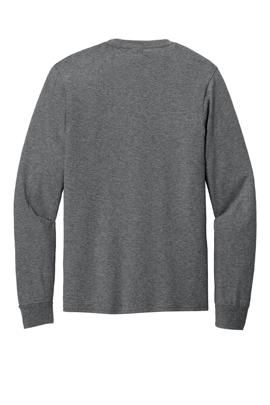 Port & Company PC54LS Mens Core Long Sleeve Crewneck T-Shirt Heather Graphite Grey Flat Back