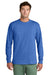 Port & Company PC54LS Mens Core Long Sleeve Crewneck T-Shirt Heather Royal Blue Model Front