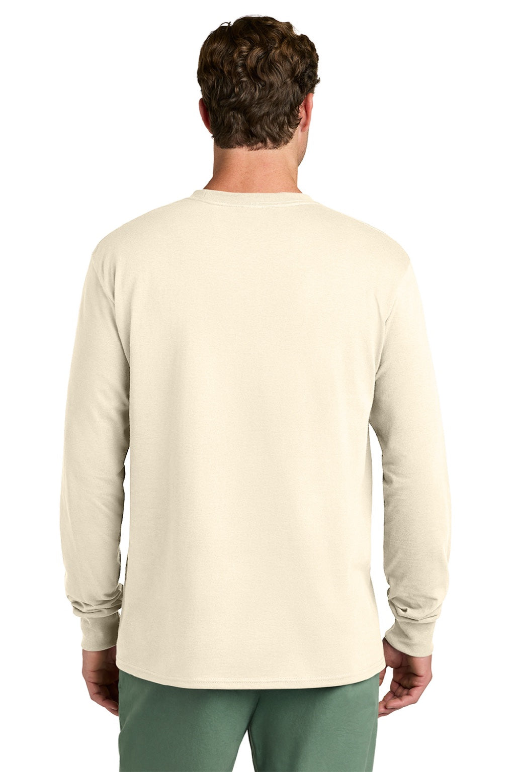 Port & Company PC54LS Mens Core Long Sleeve Crewneck T-Shirt Natural Model Back
