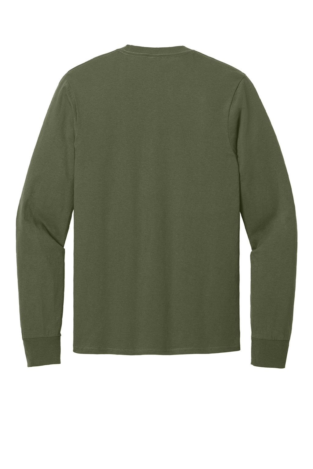 Port & Company PC54LS Mens Core Long Sleeve Crewneck T-Shirt Olive Drab Green Flat Back